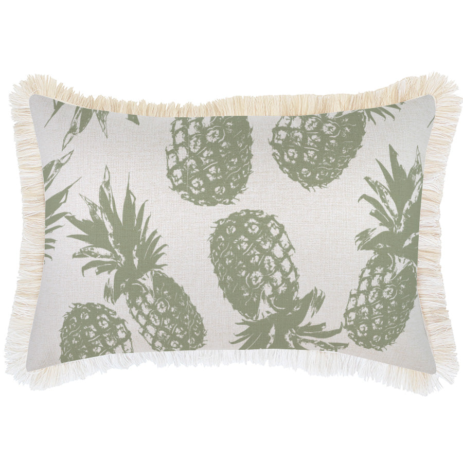 Cushion Cover-Coastal Fringe Natural-Pineapples Sage-35cm x 50cm