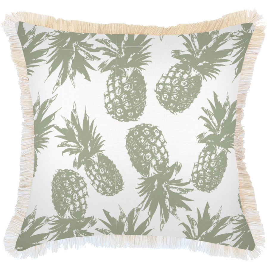 Cushion Cover-Coastal Fringe-Pineapples Sage-60cm x 60cm