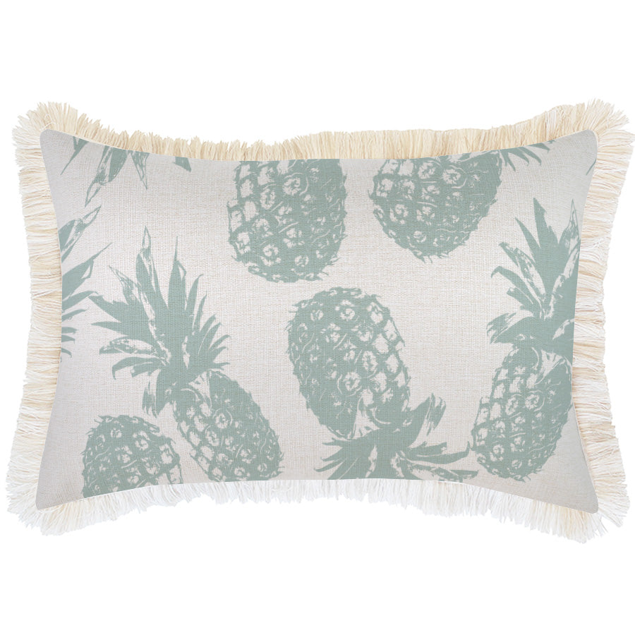Cushion Cover-Coastal Fringe Natural-Pineapples Seafoam-35cm x 50cm