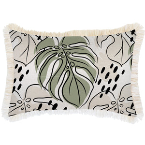 Cushion Cover-Coastal Fringe Natural-Rainforest Sage-35cm x 50cm