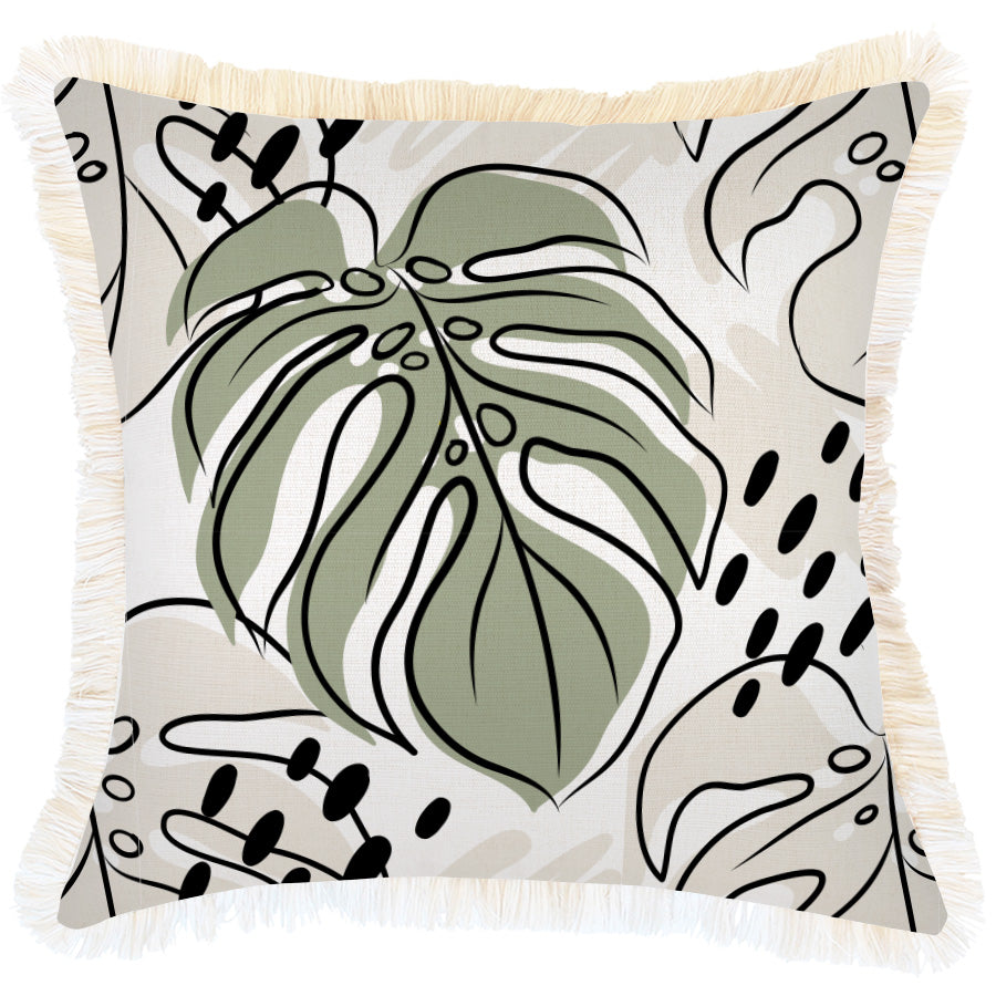 Cushion Cover-Coastal Fringe-Rainforest Sage-45cm x 45cm