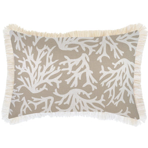 Cushion Cover-Coastal Fringe Natural-Coastal Coral Beige-35cm x 50cm