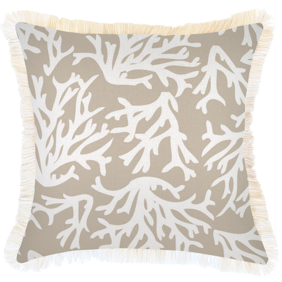 Cushion Cover-Coastal Fringe-Coastal Coral Beige-45cm x 45cm