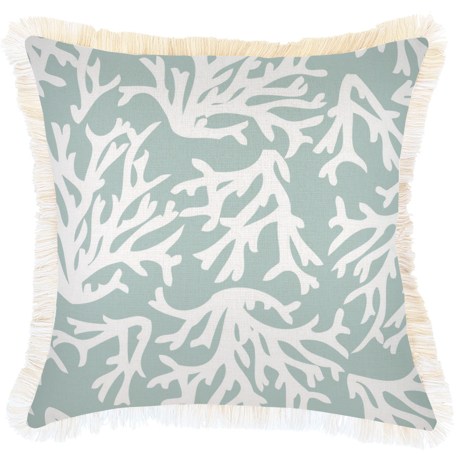 Cushion Cover-Coastal Fringe-Coastal Coral Seafoam-45cm x 45cm