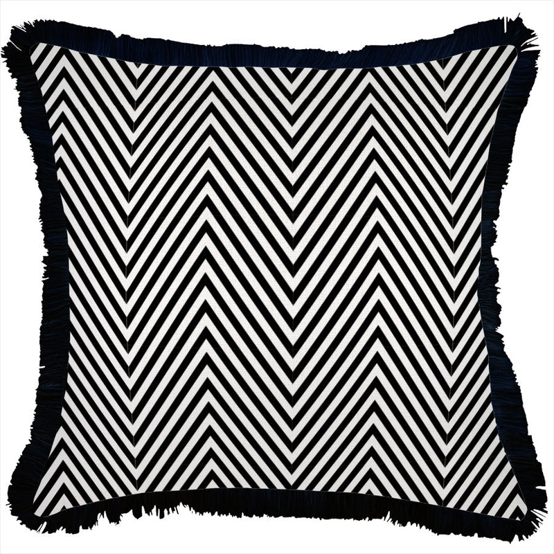 Indoor Outdoor Cushion Cover Zig Zag Black