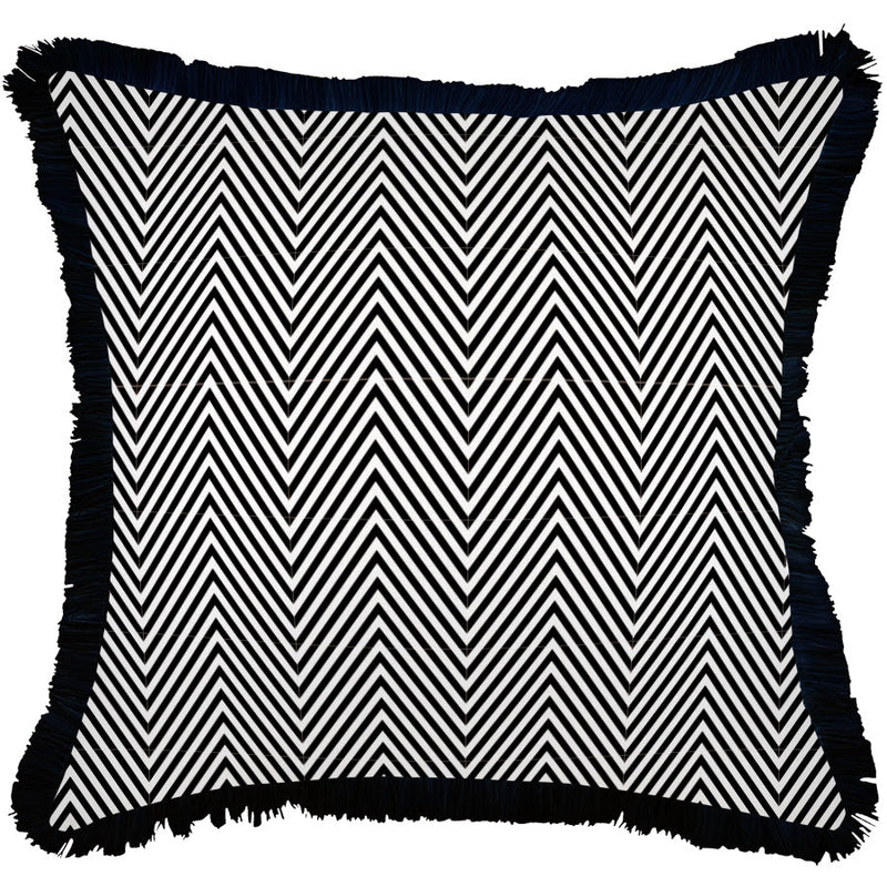 Indoor Outdoor Cushion Cover Zig Zag Black