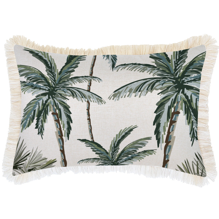Indoor Outdoor Cushion Cover Coastal Fringe Palm Tree Paradise Natural