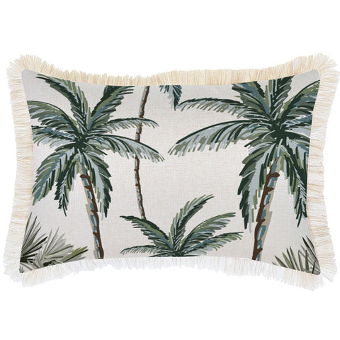 Cushion Cover-Coastal Fringe-Palm Tree Paradise White-45cm x 45cm