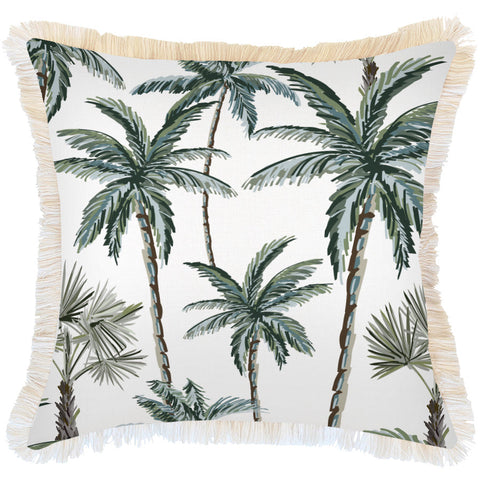Cushion Cover-Coastal Fringe-Palm Tree Paradise Natural-45cm x 45cm