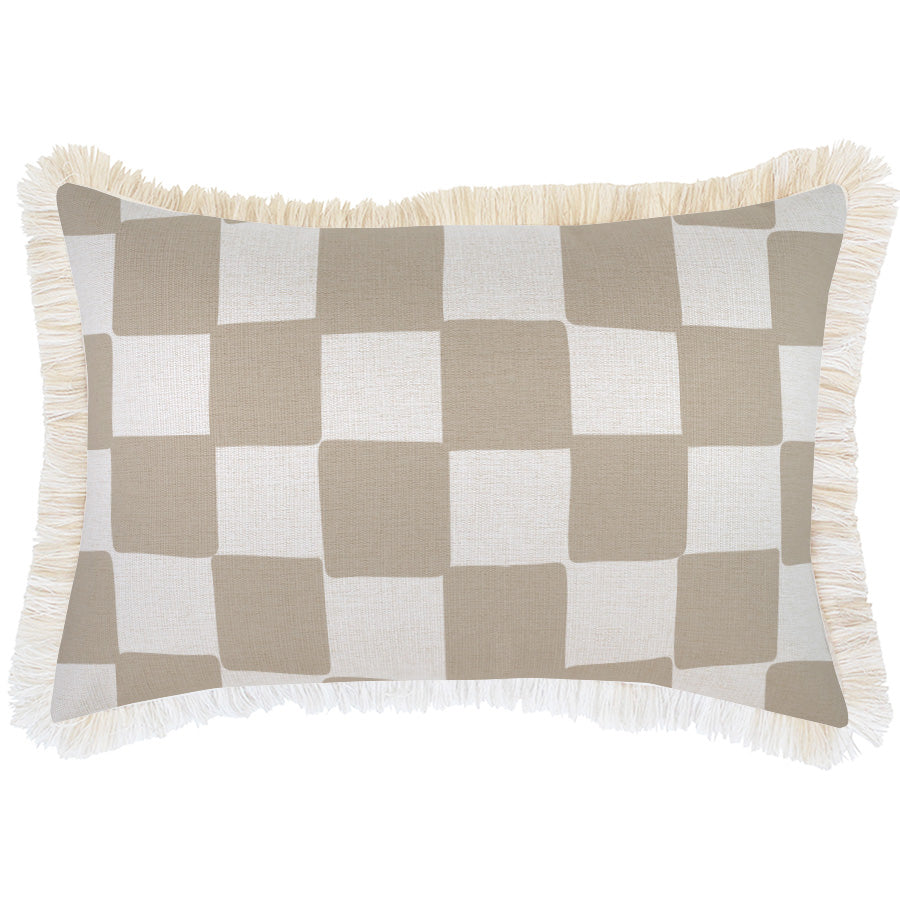 Indoor Outdoor Cushion Cover Check Beige