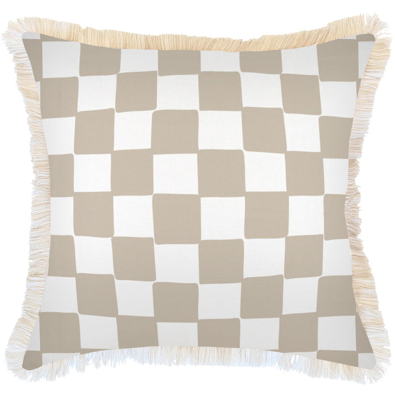 Indoor Outdoor Cushion Cover Check Beige