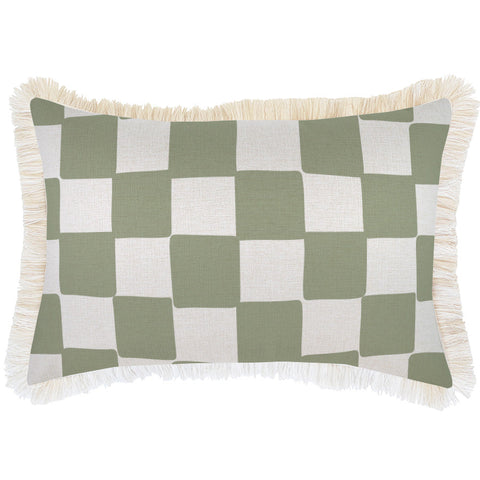 Cushion Cover-Coastal Fringe Natural-Postcards Sage-35cm x 50cm