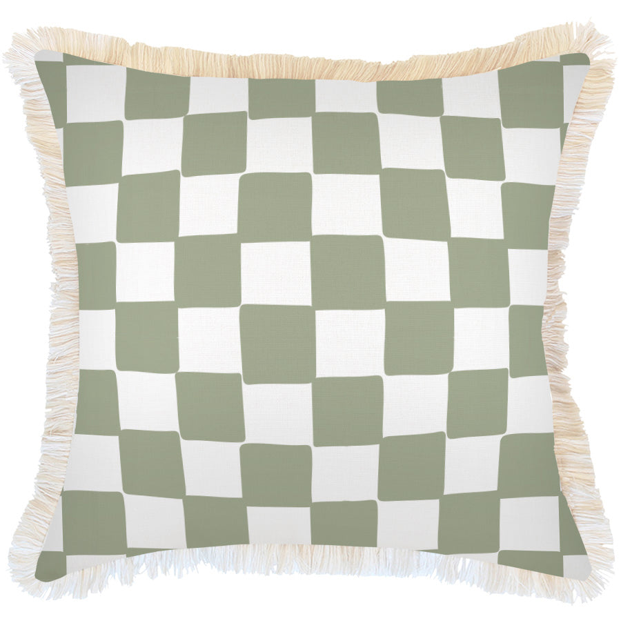 Indoor Outdoor Cushion Cover Check Sage