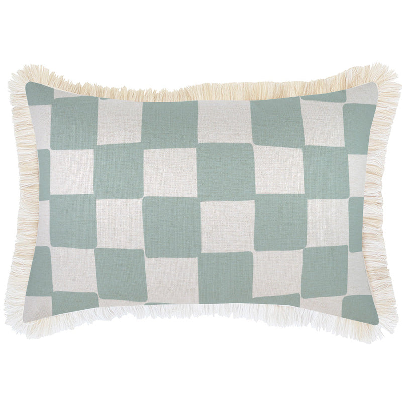 Indoor Outdoor Cushion Cover Check Seafoam