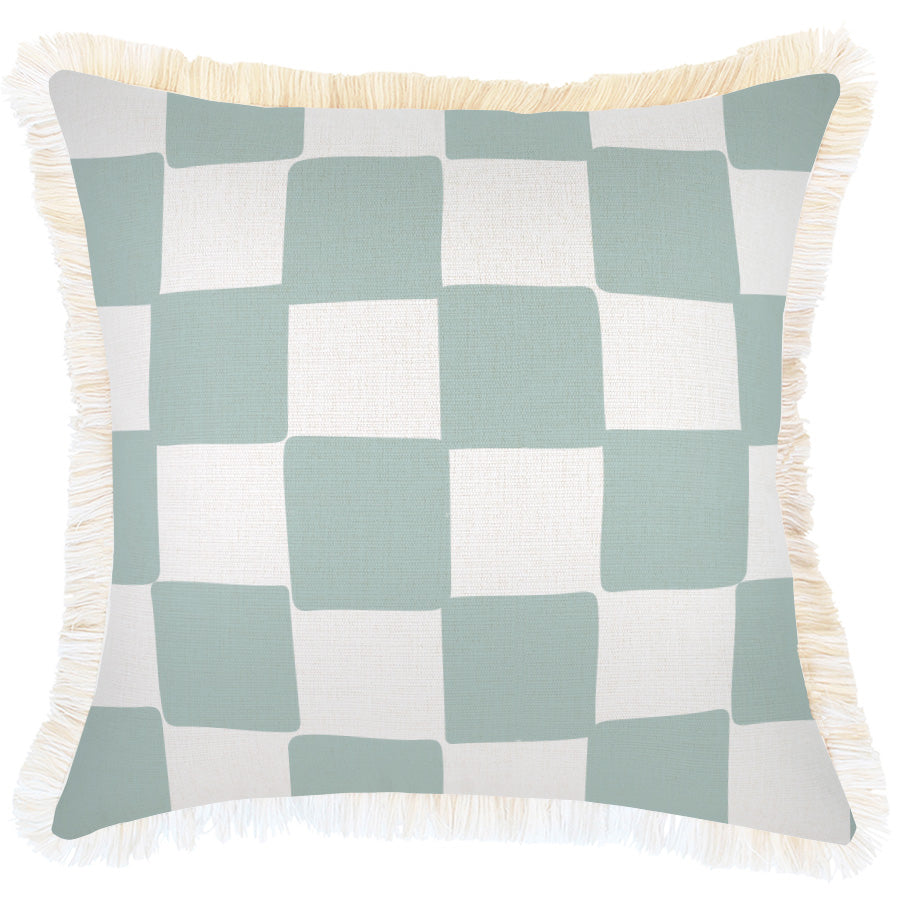 Indoor Outdoor Cushion Cover Check Seafoam