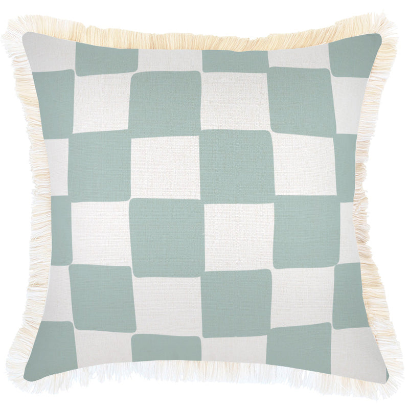Indoor Outdoor Cushion Cover Check Seafoam