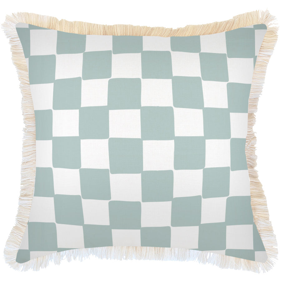 Indoor Outdoor Cushion Cover Check Seafoam