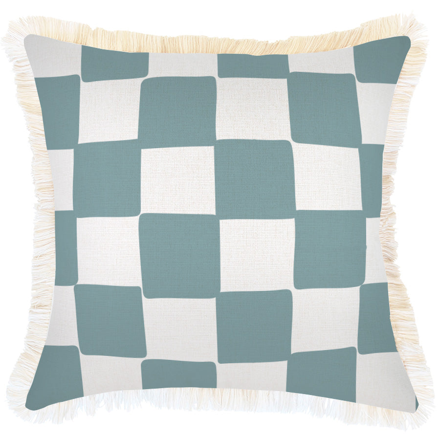 Indoor Outdoor Cushion Cover Check Blue