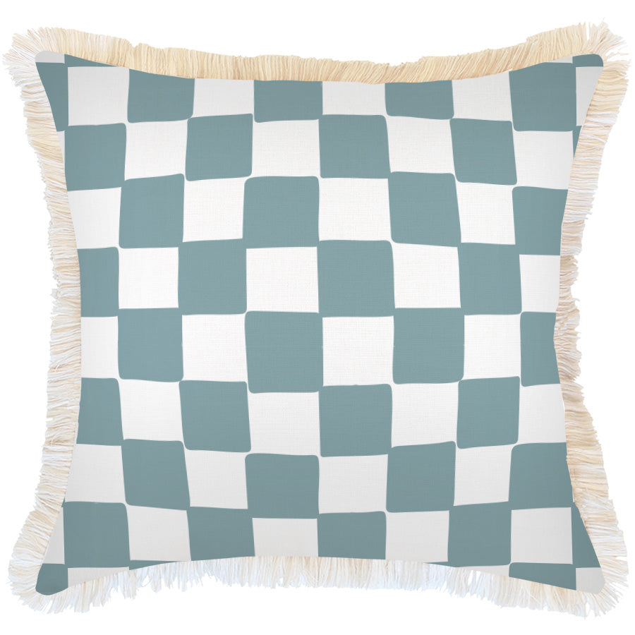 Indoor Outdoor Cushion Cover Check Blue