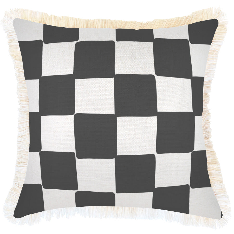 Indoor Outdoor Cushion Cover Check Charcoal