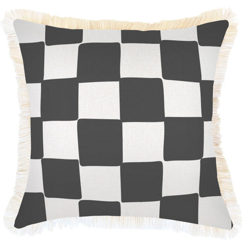 Cushion Cover-Coastal Fringe Natural-Positano Smoke-60cm x 60cm