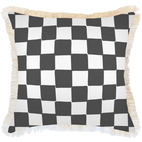 Cushion Cover-Coastal Fringe Natural-Positano Smoke-60cm x 60cm