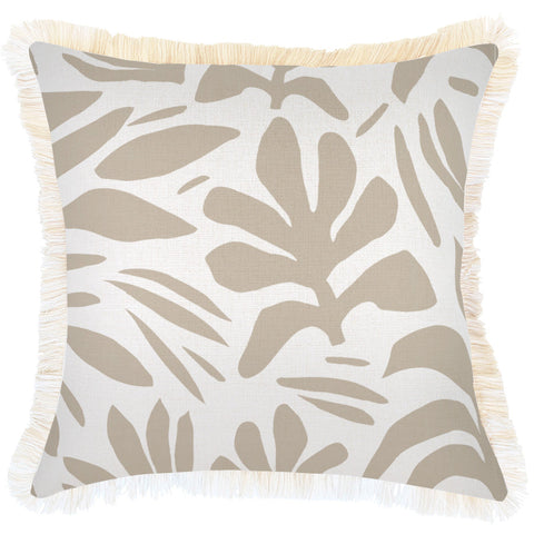 Cushion Cover-Coastal Fringe-Tribal-Beige-45cm x 45cm