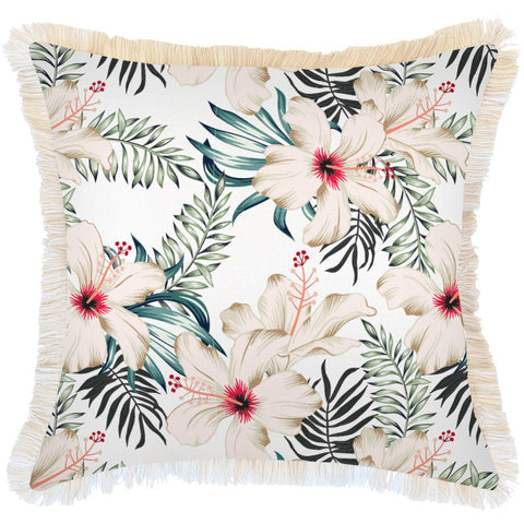 Cushion Cover-Coastal Fringe Natural-Zig Zag Blush-35cm x 50cm