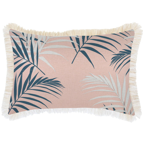 Cushion Cover-Coastal Fringe Black-Jungle Peach-45cm x 45cm
