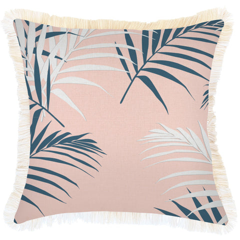 Cushion Cover-Coastal Fringe Black-Jungle Peach-45cm x 45cm