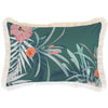 Cushion Cover-Coastal Fringe Natural-Side Stripe Teal-60cm x 60cm