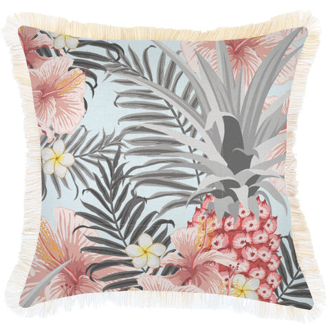 Cushion Cover-Coastal Fringe Natural-Zig Zag Blush-35cm x 50cm