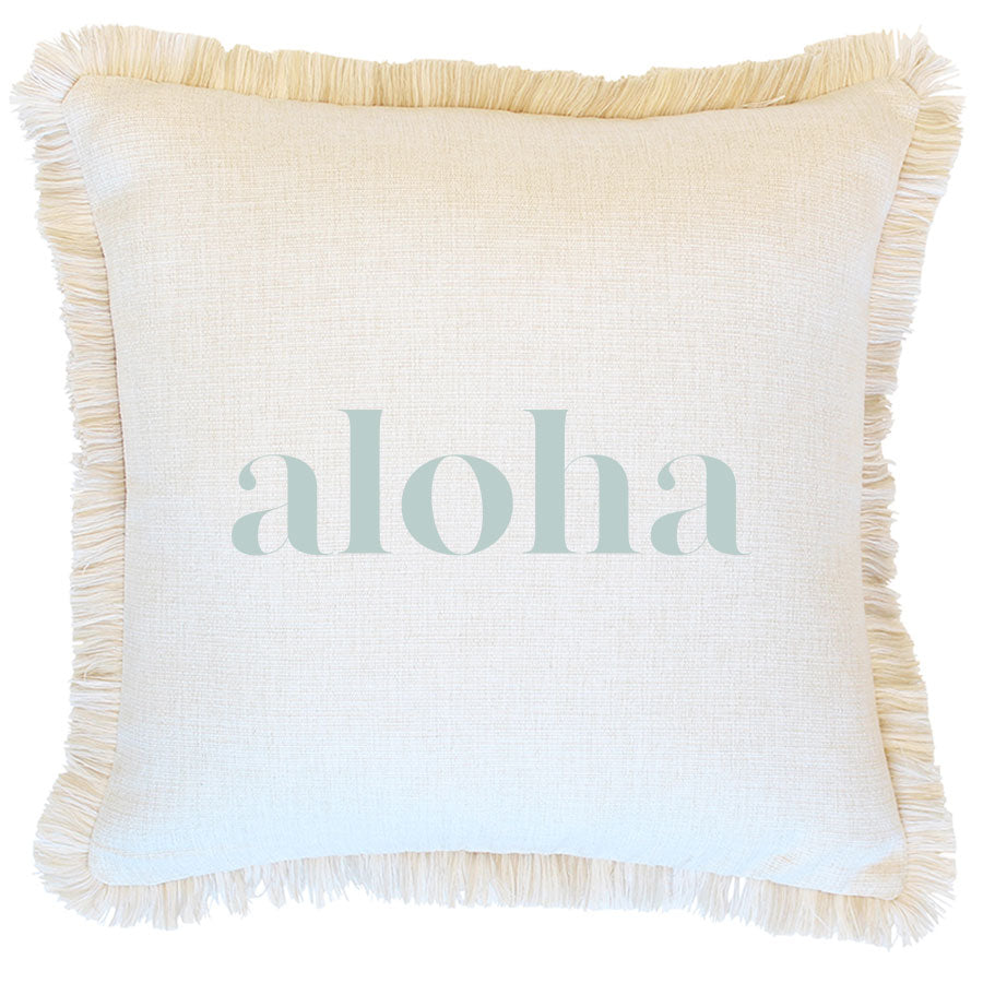 Indoor Outdoor Cushion Cover Coastal Fringe Aloha Seafoam