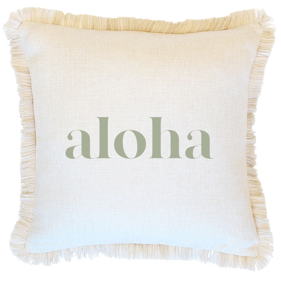 Indoor Outdoor Cushion Cover Coastal Fringe Aloha Sage