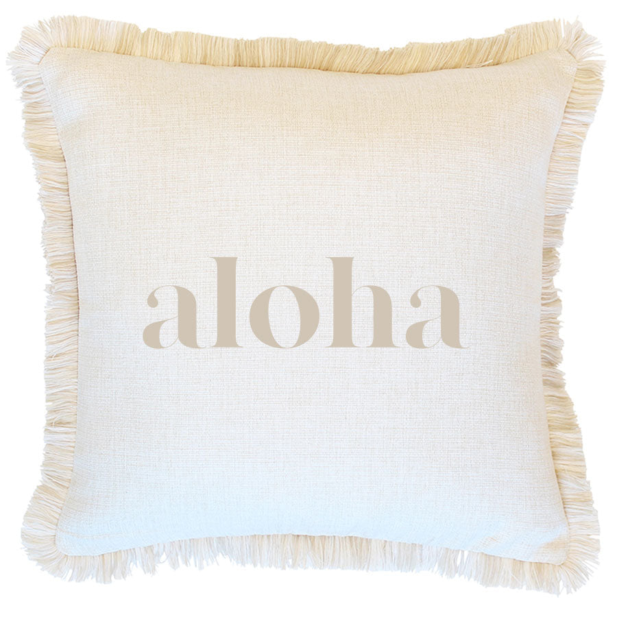 Indoor Outdoor Cushion Cover Coastal Fringe Aloha Beige