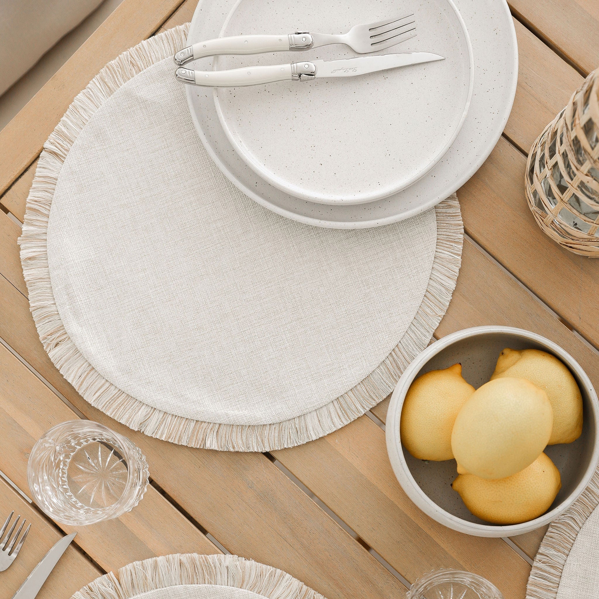 Round Placemat-Solid Natural-40cm