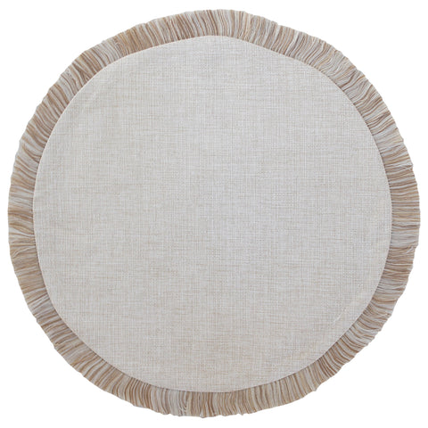 Round Placemat-Coastal Fringe Natural-Deck Stripe Beige-40cm