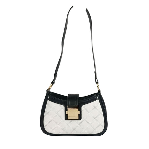 Cream and Black Quilted Handbag