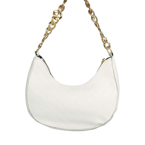 Cream Silver Chain Handbag