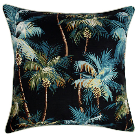 Cushion Cover-Coastal Fringe Black-Palm Trees Black-45cm x 45cm