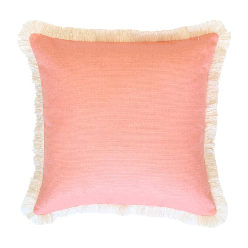 Cushion Cover-Coastal Fringe Natural-Peach-45cm x 45cm