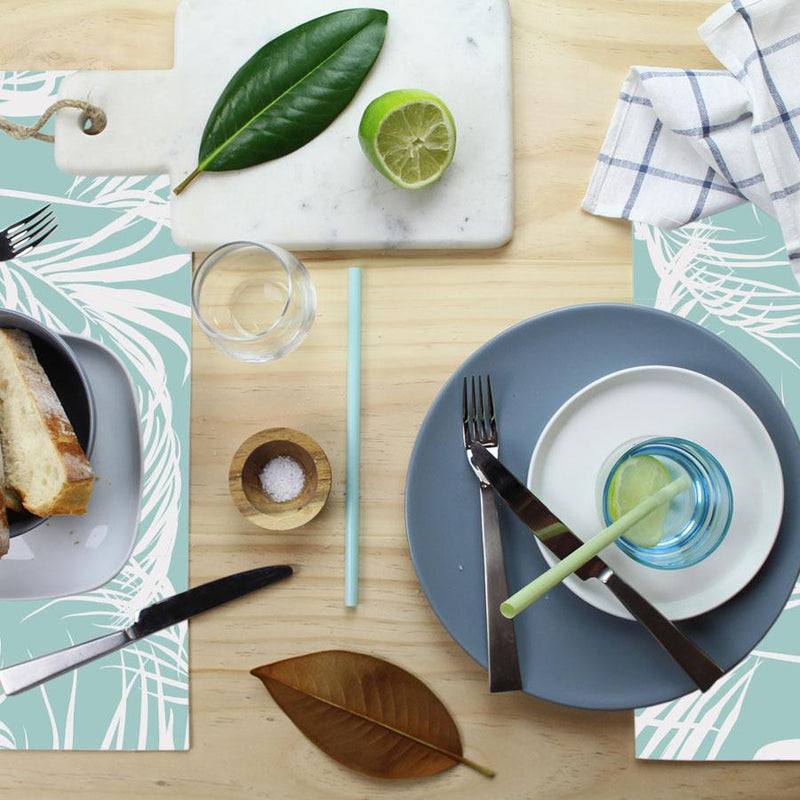 Placemat set of 4-Classic Palms Aqua-46cm x 33cm