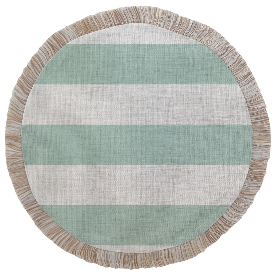 Round Placemat-Coastal Fringe-Deck Stripe Mint-40cm