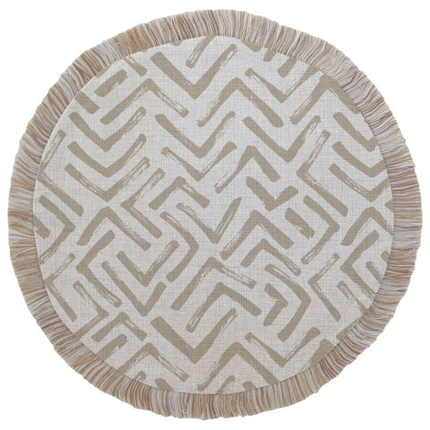 Round Placemat-Coastal Fringe-Deck Stripe Mint-40cm