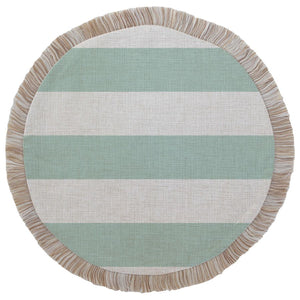 Round Placemat-Coastal Fringe-Deck Stripe Mint-40cm