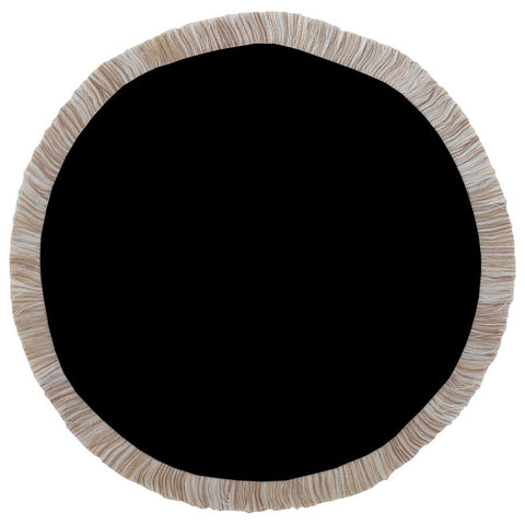 Round Placemat-Solid Natural Black Fringe-40cm